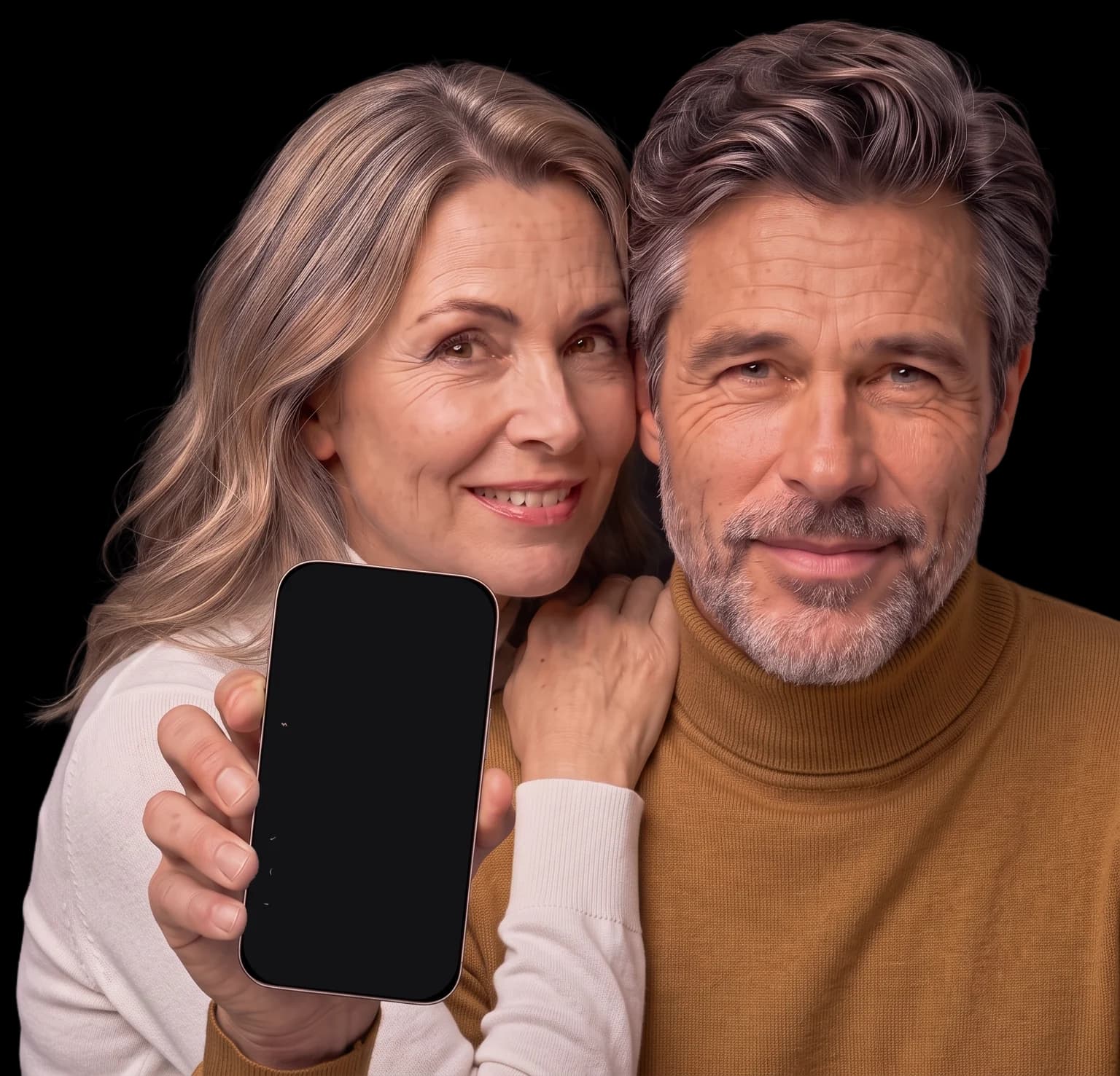 Paar um die 50 zeigt die Spargold-App mit seinem Goldbestand auf dem Smartphone