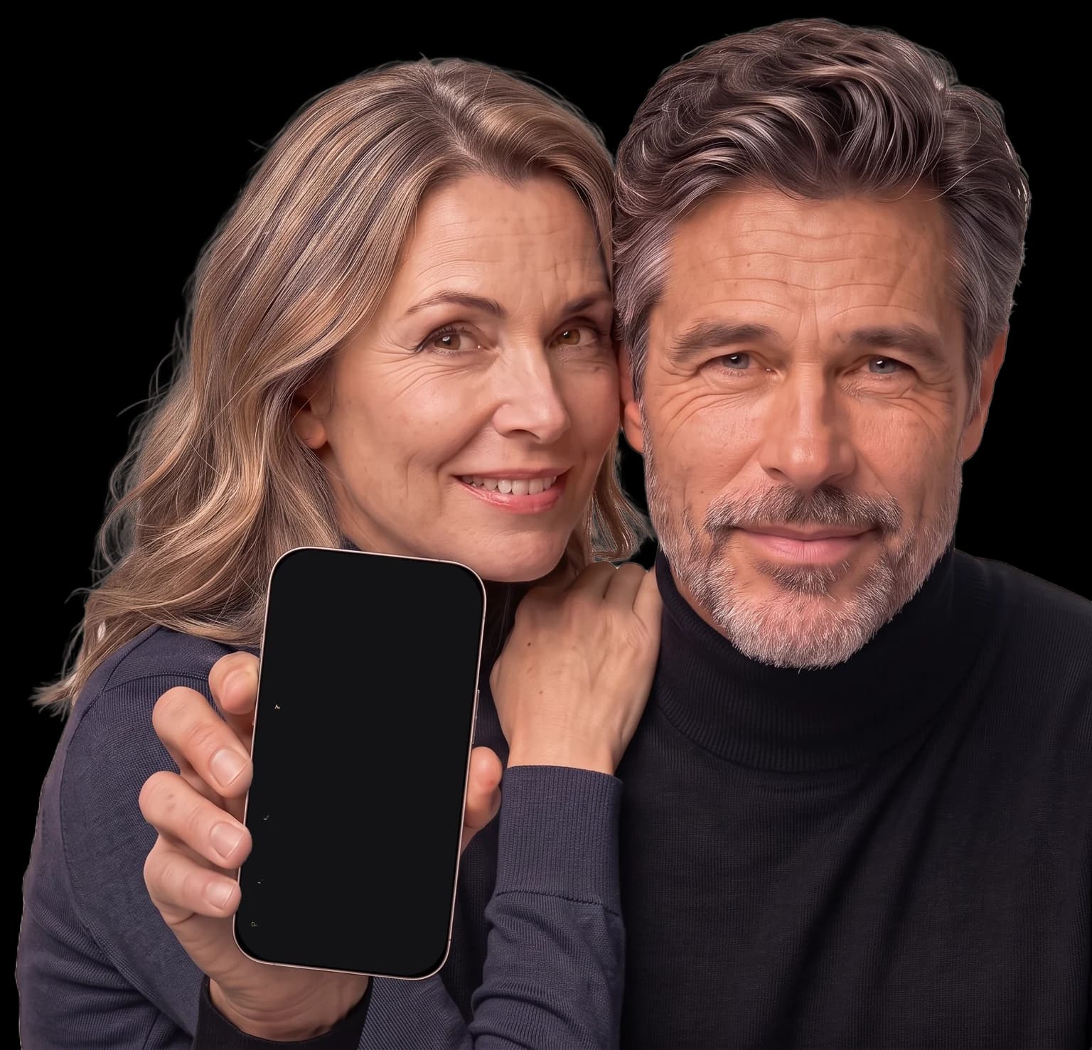 Paar um die 50 zeigt die Spargold-App mit seinem Goldbestand auf dem Smartphone