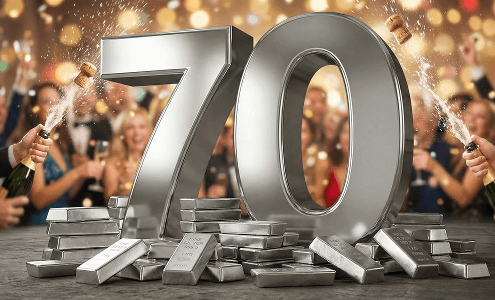 Silver Explodes Above 70 USD: Historic Year-End Rally and Analyst Target
