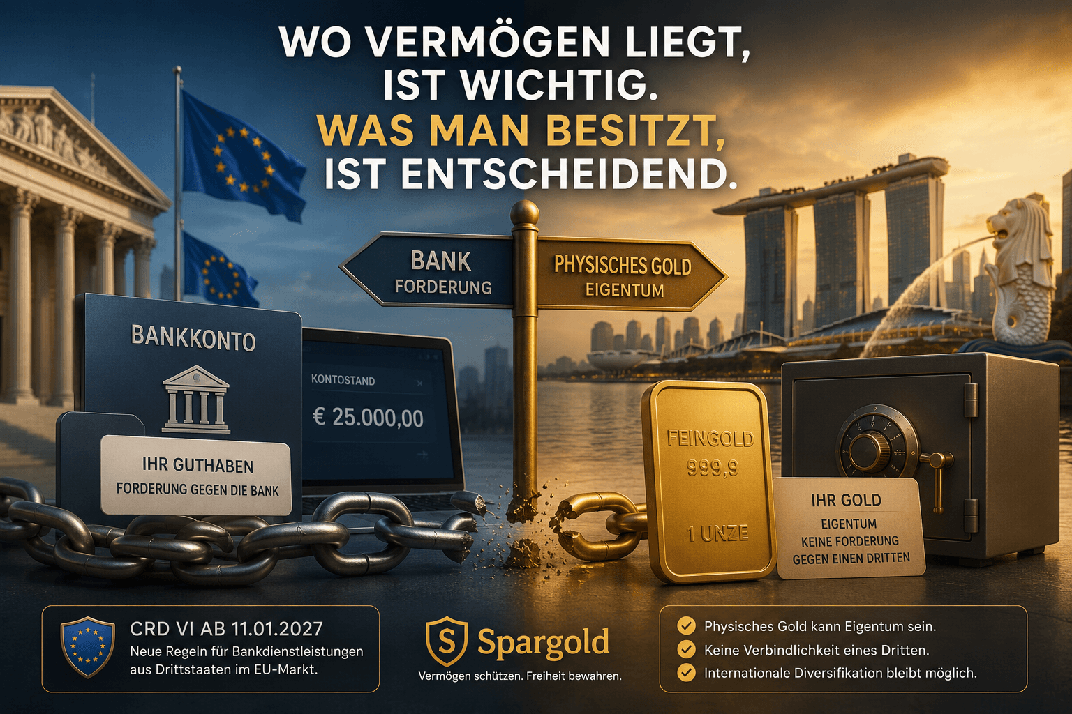 Titelbild zum Artikel: EU verschärft Drittstaaten-Banking ab 2027 – was bedeutet das für Gold in Singapur?