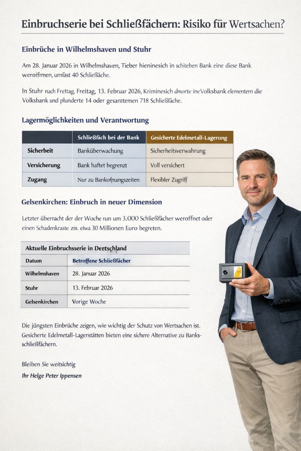 Assaltos a cofres em Stuhr e Wilhelmshaven: Quando "no cofre" deixa subitamente de ser sinónimo de "seguro"