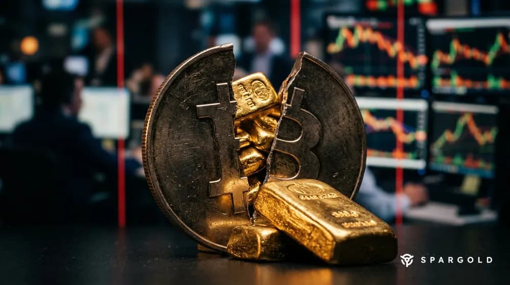 Maletg da copertura da l'artitgel: Bitcoin sut 81'000 USD: Il crash da crypto mussa pertge ch'in ETF d'aur protegia — aczias ed ETFs en cumparaziun