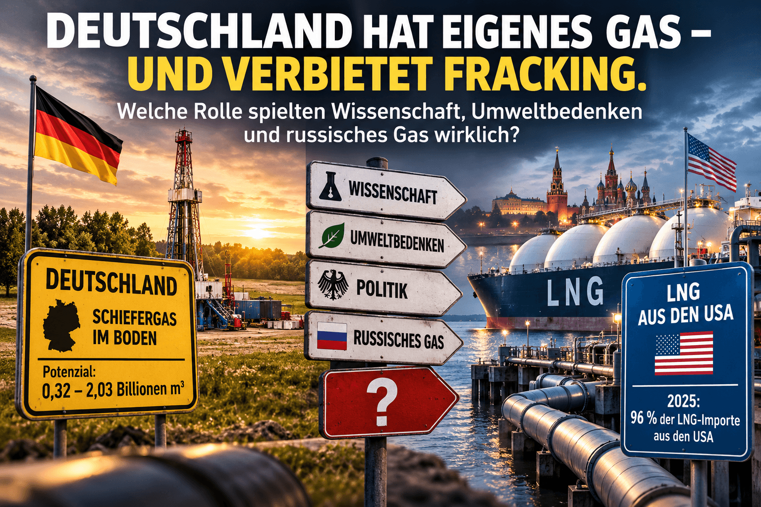 Titelbild zum Artikel: Deutschland hat mit die größten Goldreserven und eigenes Gas im Boden – und importiert Fracking-Gas aus dem Ausland
