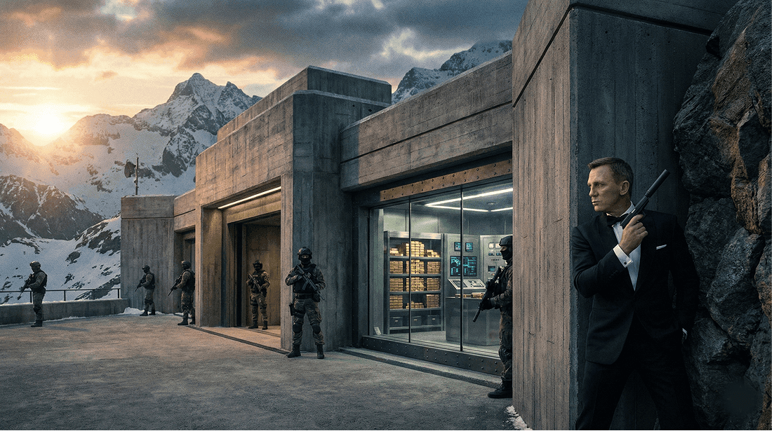 Tether compra ouro: 1 bilhão por mês no "Bunker de James Bond"