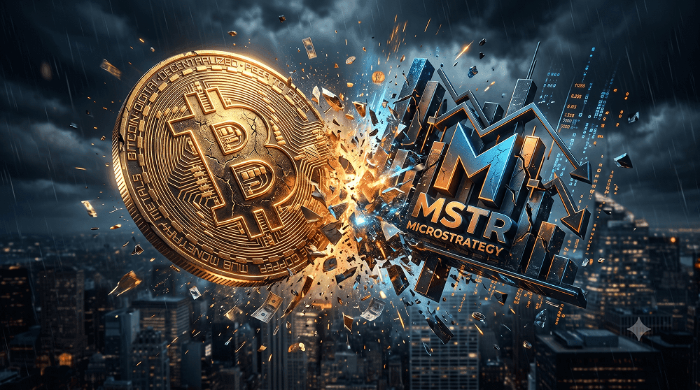 Naslovna slika članka: Bitcoin in MicroStrategy v prostem padu: Ko se zlomi dogma "nikoli ne prodajaj"