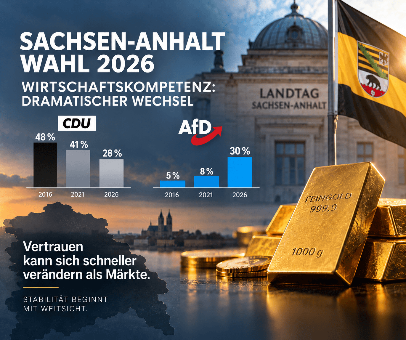 Íomhá chlúdaigh an ailt: An tSacsain-Anhalt 2026: Cad a nochtann 43.8 faoin gcéad don AfD faoin muinín eacnamaíoch