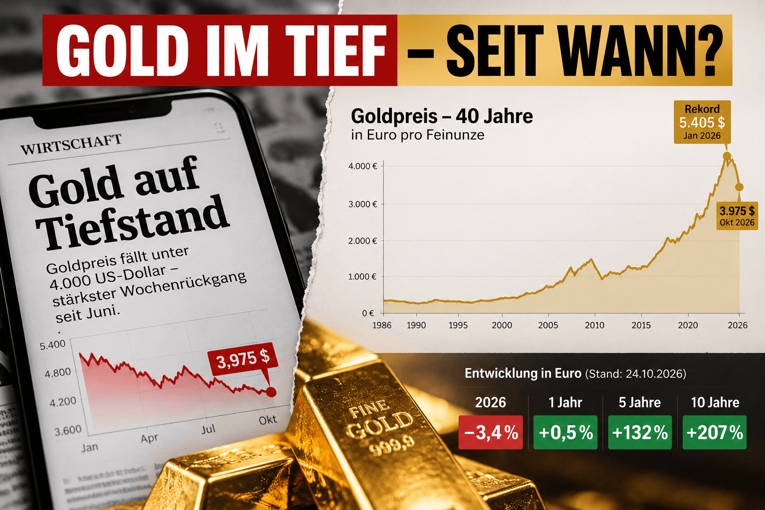 Imagen de portada del artículo: ¿El oro en mínimos? Por qué el horizonte temporal cambia toda la historia